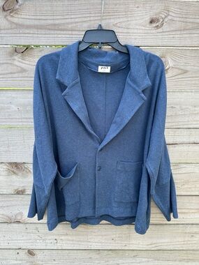 Pact blue patch pocket button front cardigan Large
